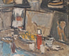 Mid Century Artist Studio Interior Oil Painting From Sweden