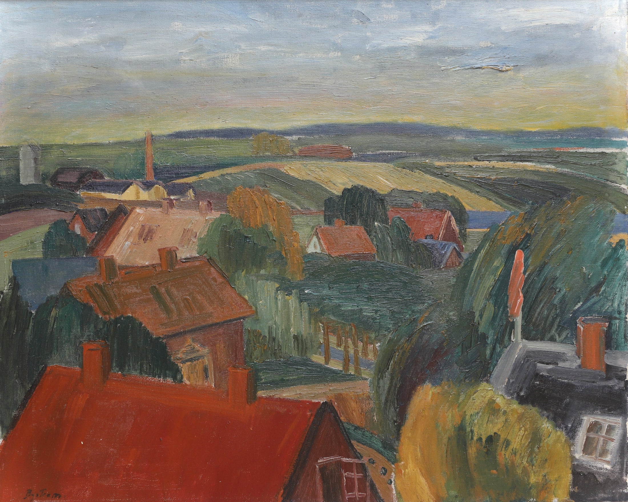 Vintage Art Original Landscape Oil Painting From Sweden by E Bystrom