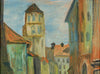 Mid Century Original Cityscape Oil Painting From Sweden 1965