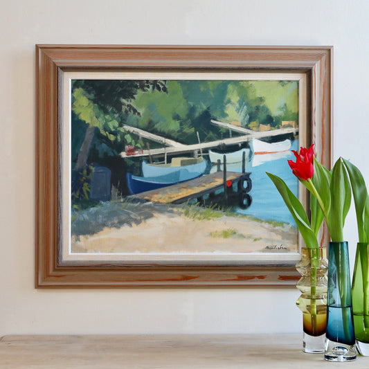 Vintage Art Room Mid Century Original Oil Painting from Sweden