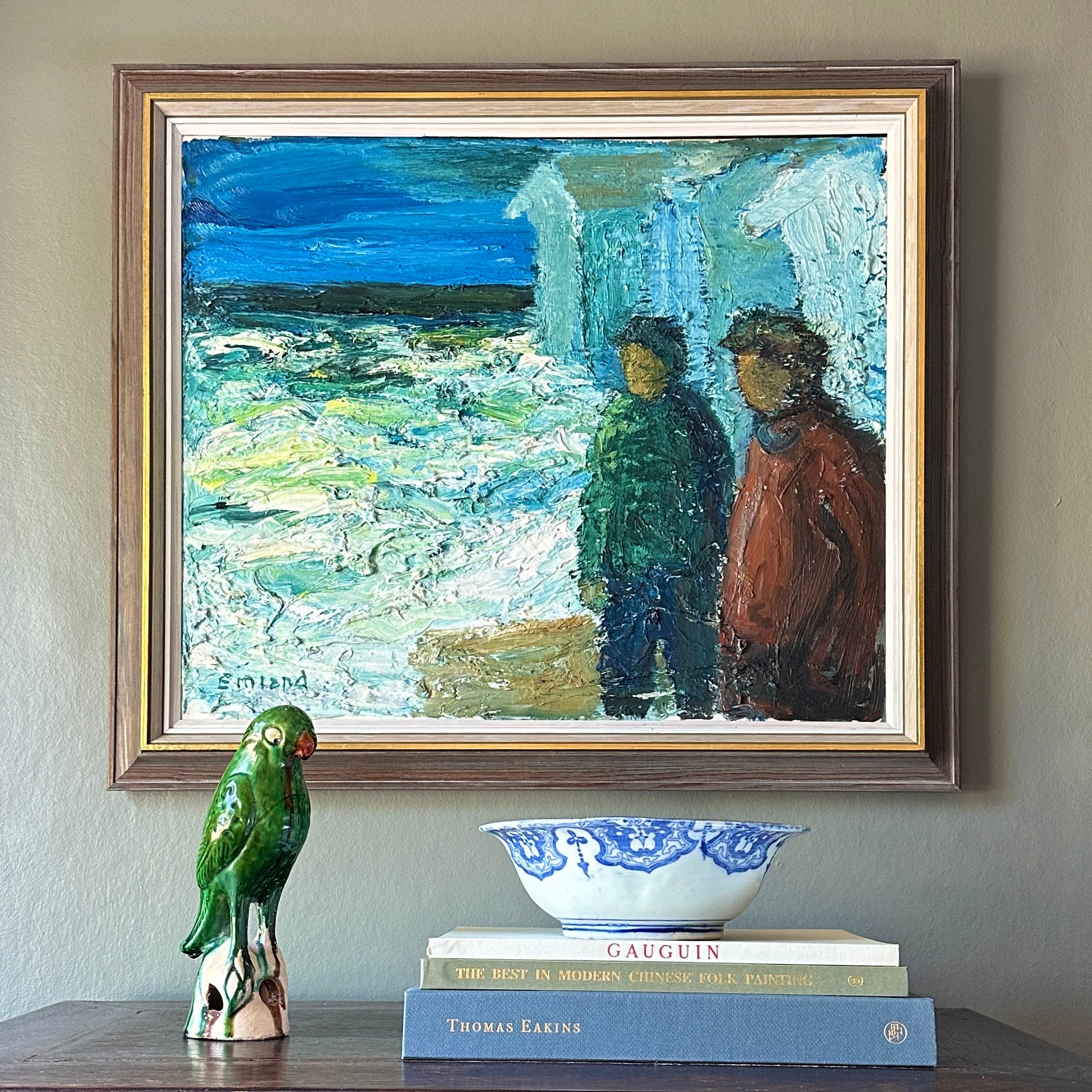 Vintage Mid Century Expressionist Oil Painting from Sweden
