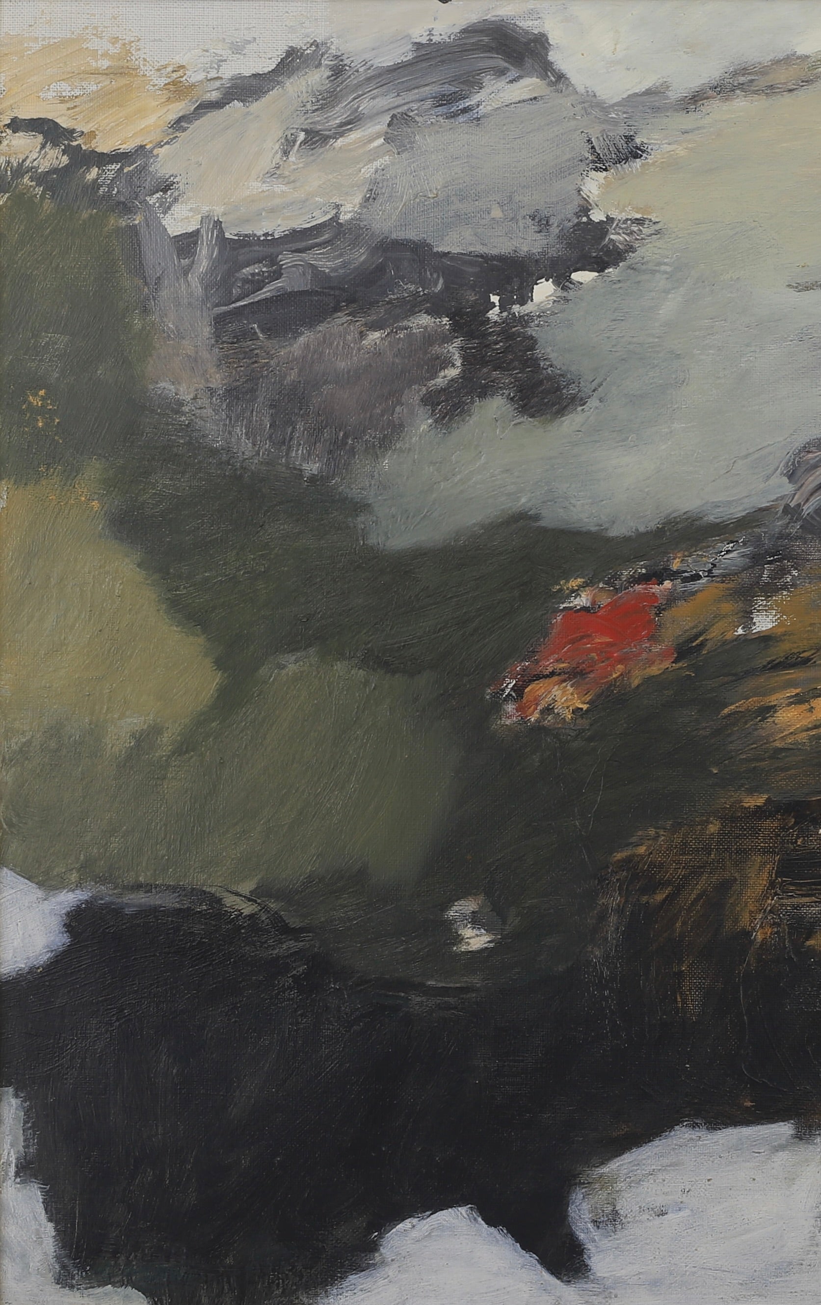 Mid Century Abstract Oil Painting From Sweden 1966