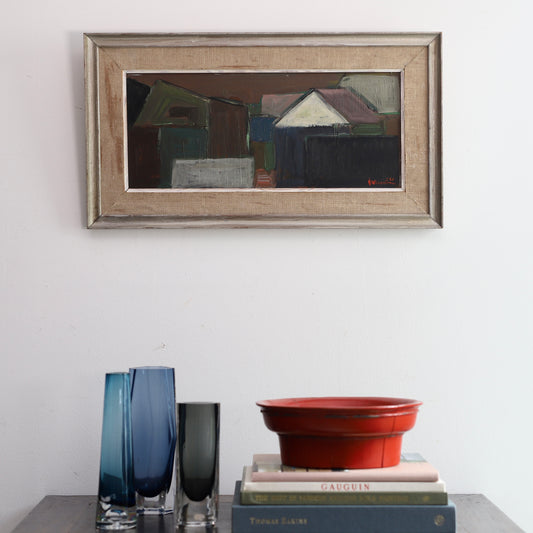 Vintage Art Room Mid Century Original Oil Painting from Sweden