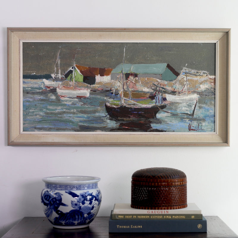 Mid Century Original Oil Painting From Sweden by K Christensen