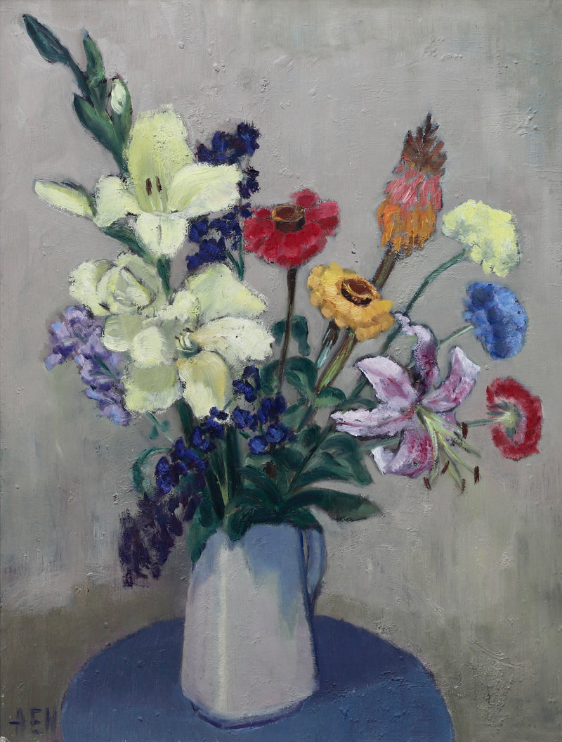 Mid Century Original Still Life Floral Oil Painting Sweden