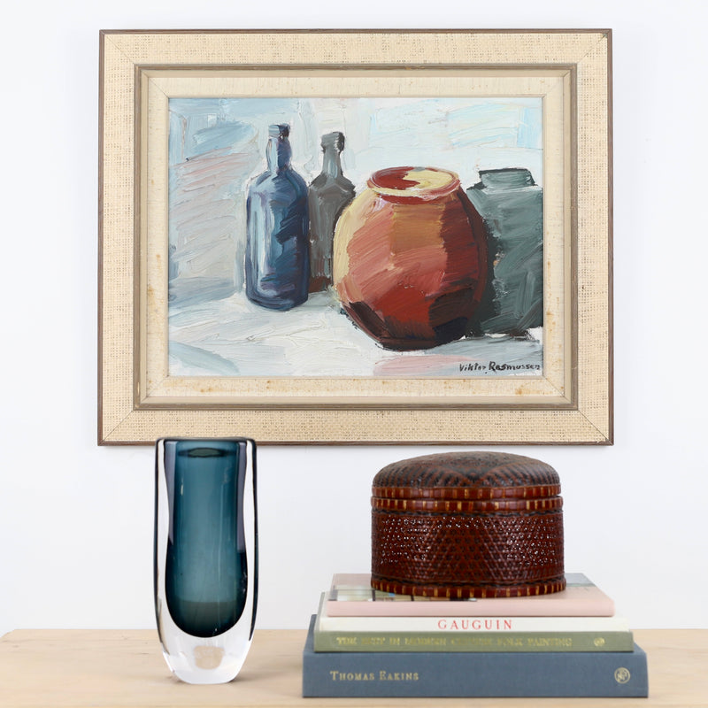 Vintage Mid Century Swedish Art Still Life Oil Painting