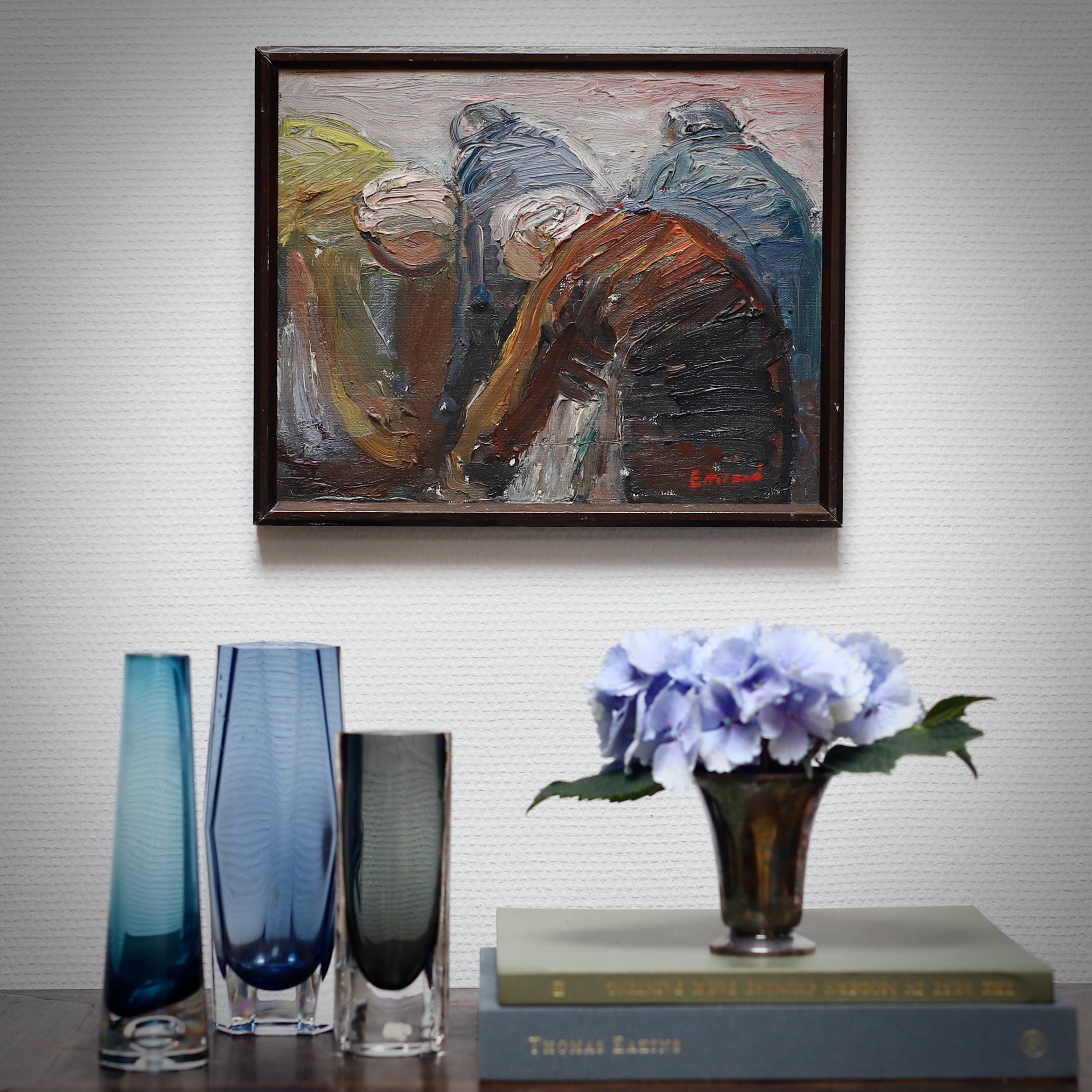 Mid Century Original Vintage Oil Painting from Sweden