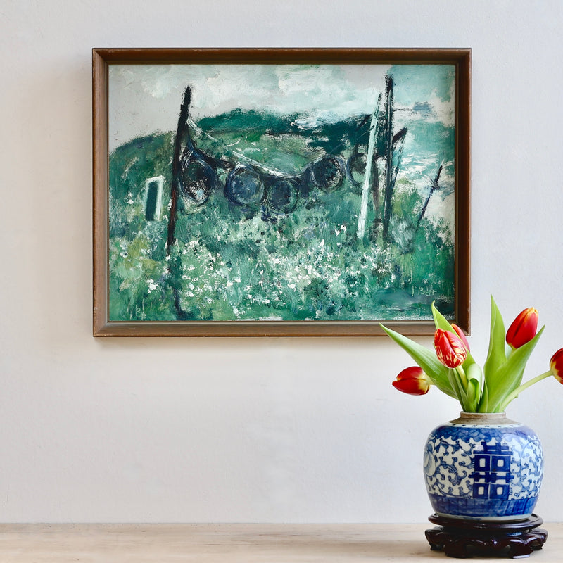 Vintage Coastal Oil Painting From Sweden by J Bören