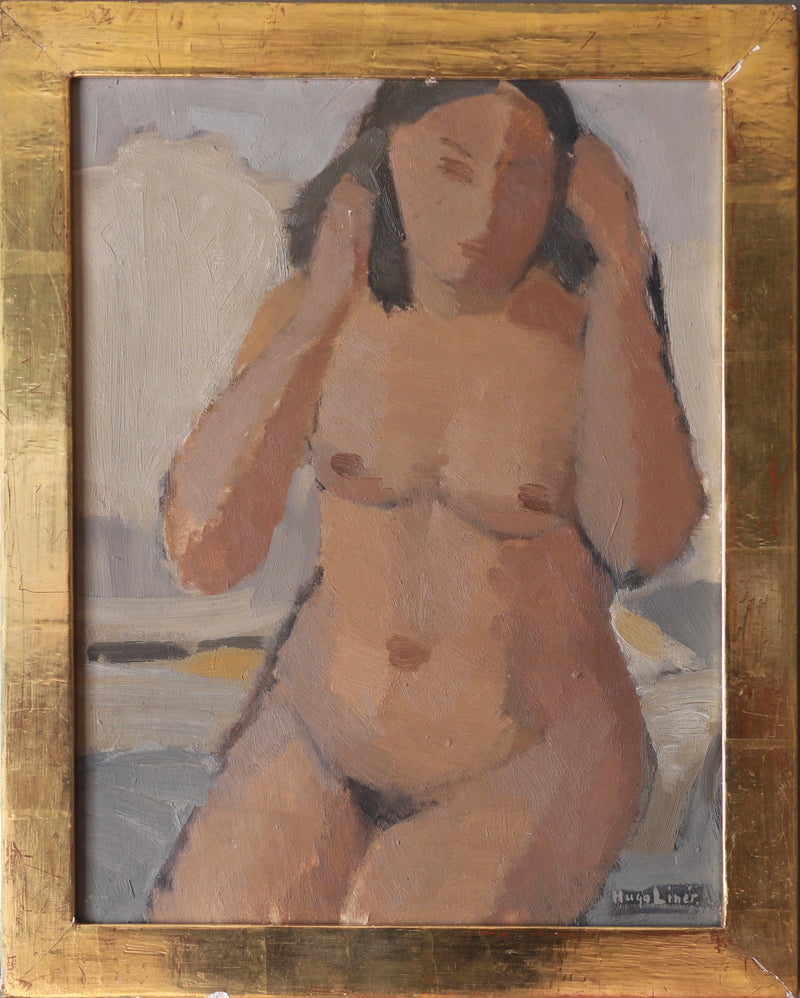 Vintage Figurative Oil Painting by H Linér from Sweden