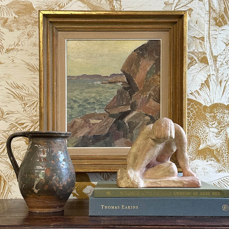 Vintage Art Room Coastal Painting from Sweden