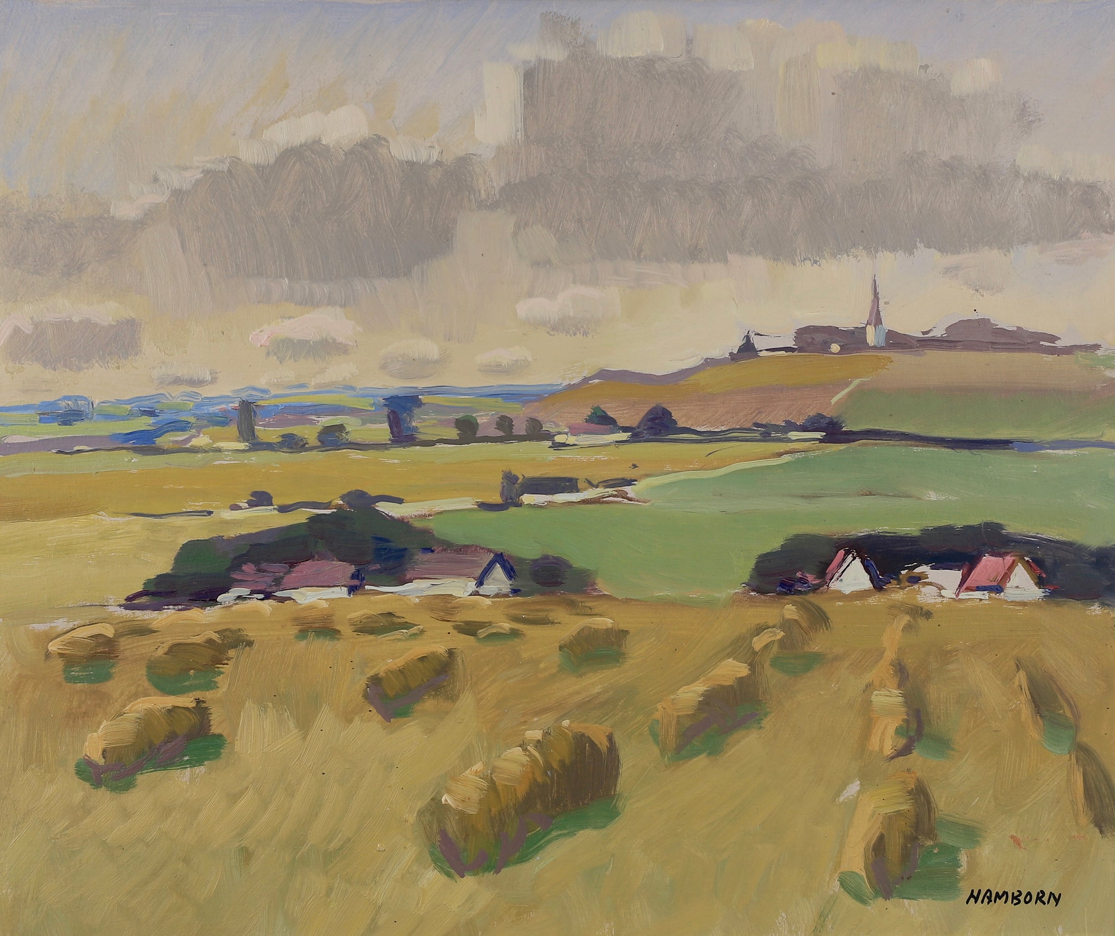 Mid Century Vintage Oil Painting From Sweden by Hamborn