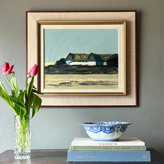 Original Vintage Mid Century Farmhouse Oil Painting Sweden