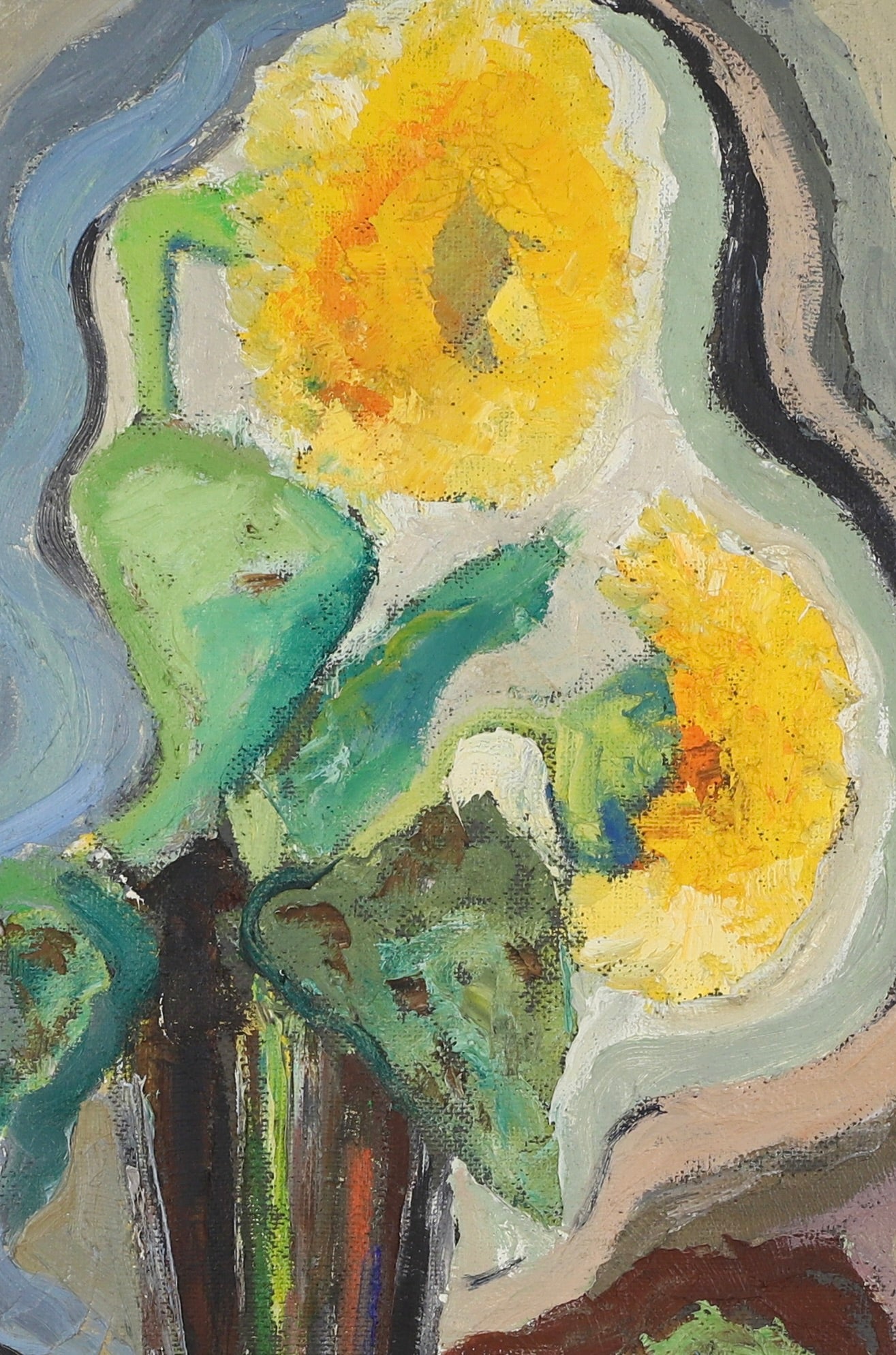 Vintage Art Room Original Floral Still Life Oil Painting Sweden