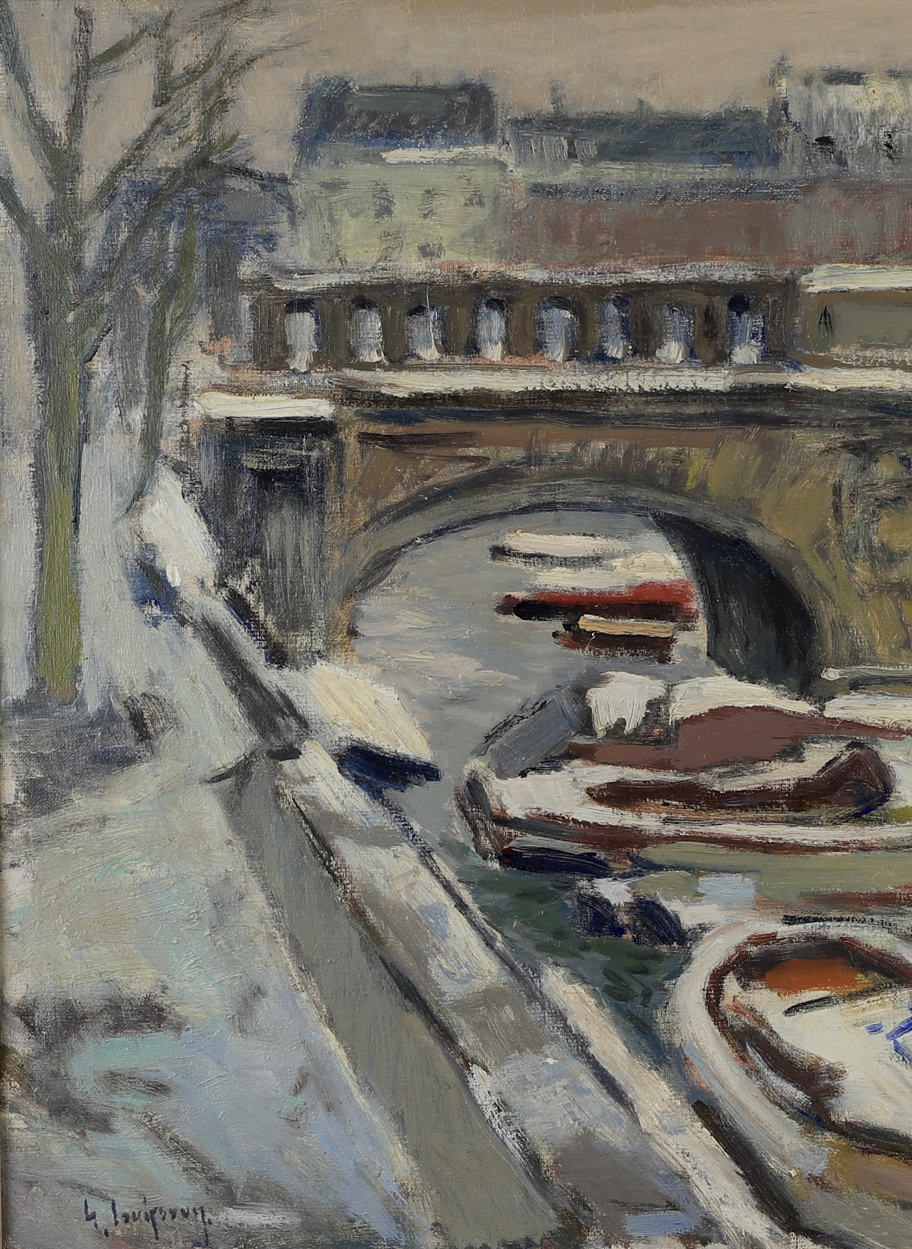 Vintage Mid Century Oil Painting From Sweden by G Isaksson