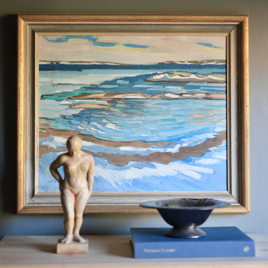 Vintage Art Room Original Coastal Oil Painting Sweden