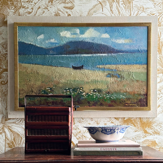 Mid Century Original Landscape Oil Painting From Sweden