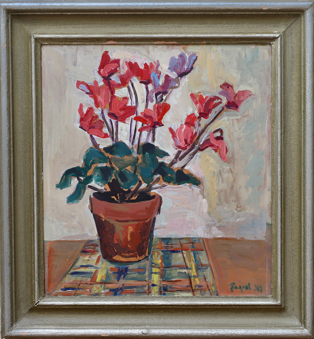 Vintage Art Room Original Still Life Oil Painting Sweden