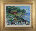 Vintage Coastal Painting by from Sweden by B Wahlberg