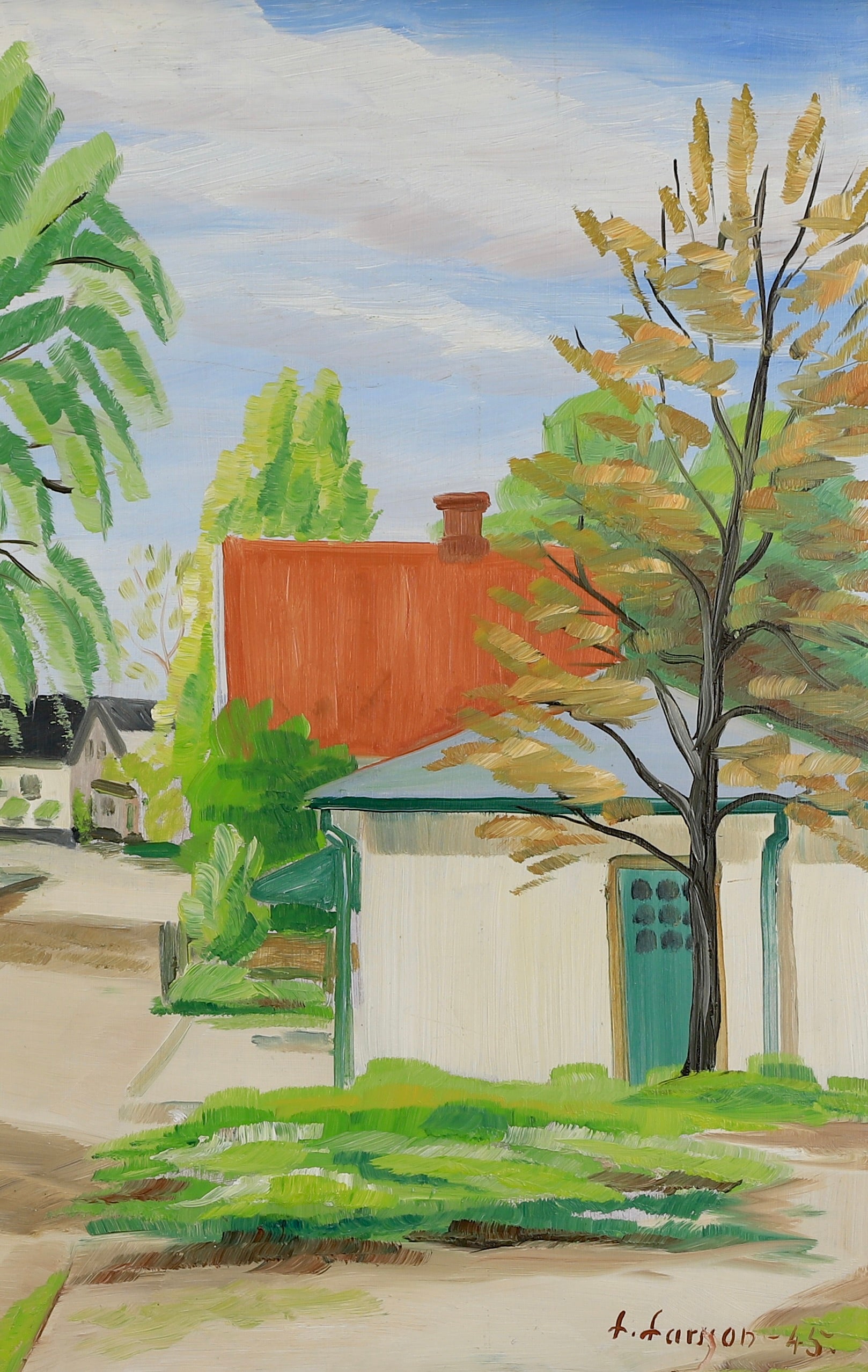 Mid Century Original Vintage Landscape Oil Painting from Sweden