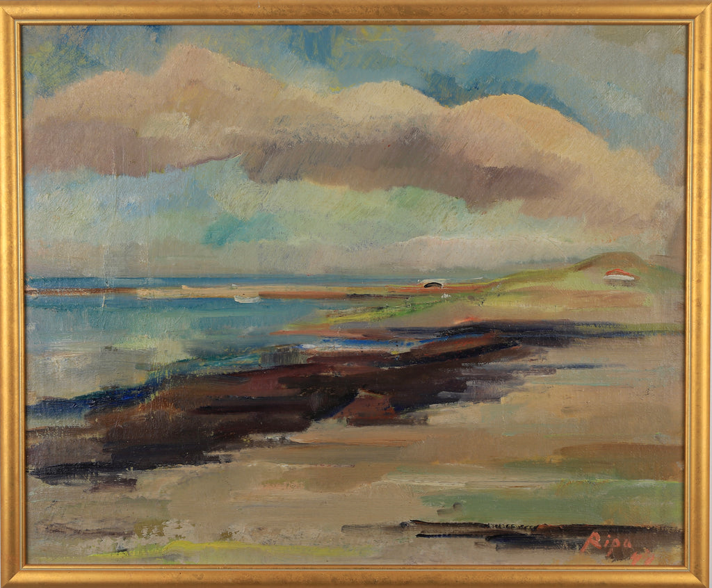 Vintage Original Coastal Oil Painting By H Ripa From Sweden 1944