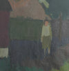 Mid Century Original Landscape with Figure Oil Painting from Sweden