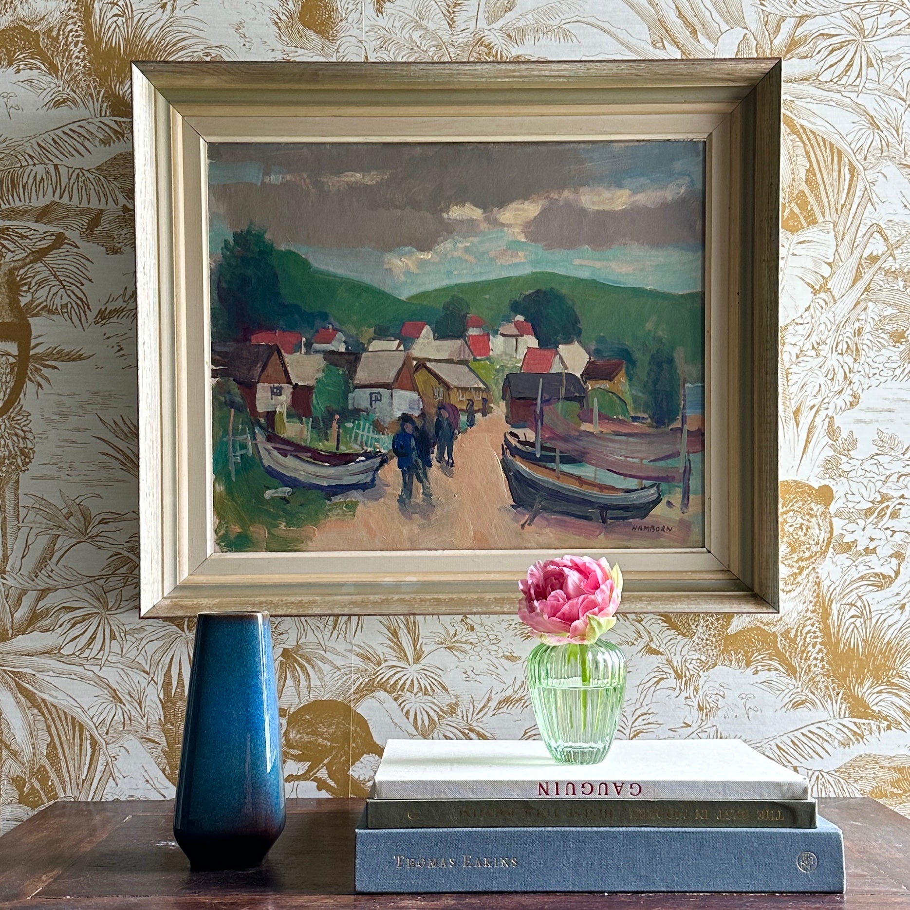 Mid Century Vintage Oil Painting From Sweden by Hamborn