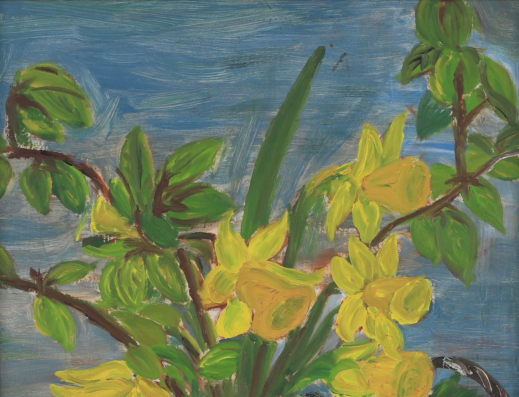 Vintage Art Still Life of Daffodils Original Oil Painting From Sweden