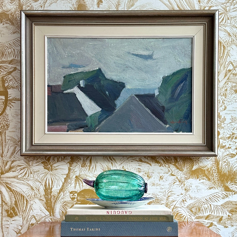 Mid Century Original coastal Oil Painting From Sweden