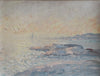 Vintage Art Mid Century Coastal Oil Painting by from Sweden