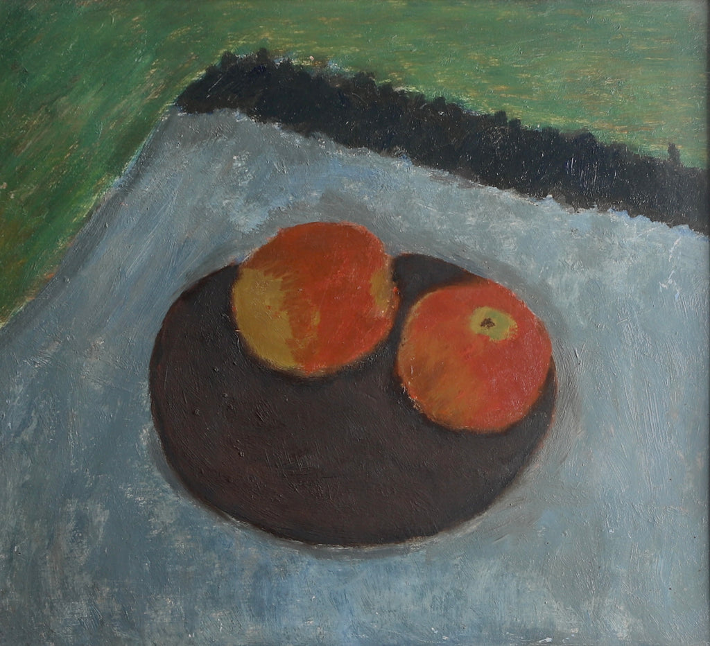 Swedish Vintage Art Still Life Oil Painting of Apples