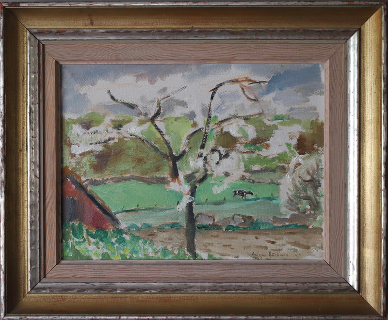 Mid Century Original Landscape Oil Painting From Sweden by A Björkman 1945