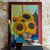Vintage Art Room Original Sunflower Oil Painting Sweden