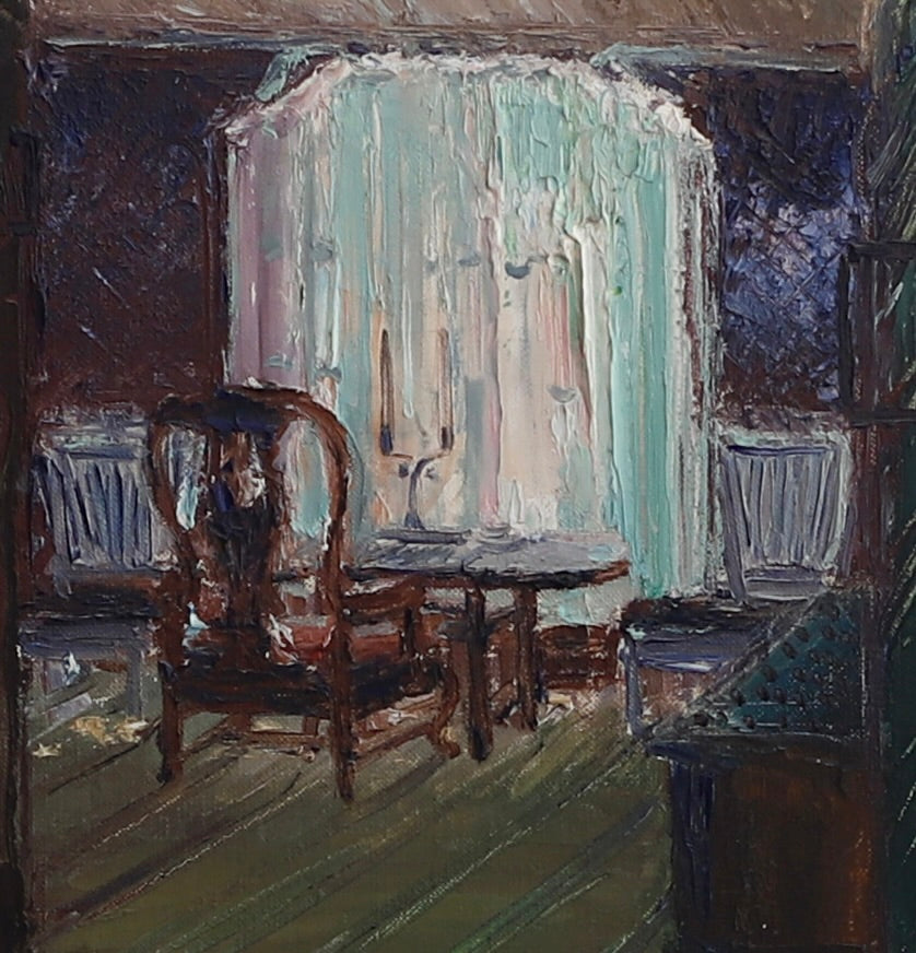 Mid Century Original Interior Oil Painting By O Lanner Sweden 1930