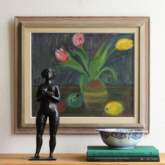 Vintage Art Room 1960's Still Life Oil Painting from Sweden