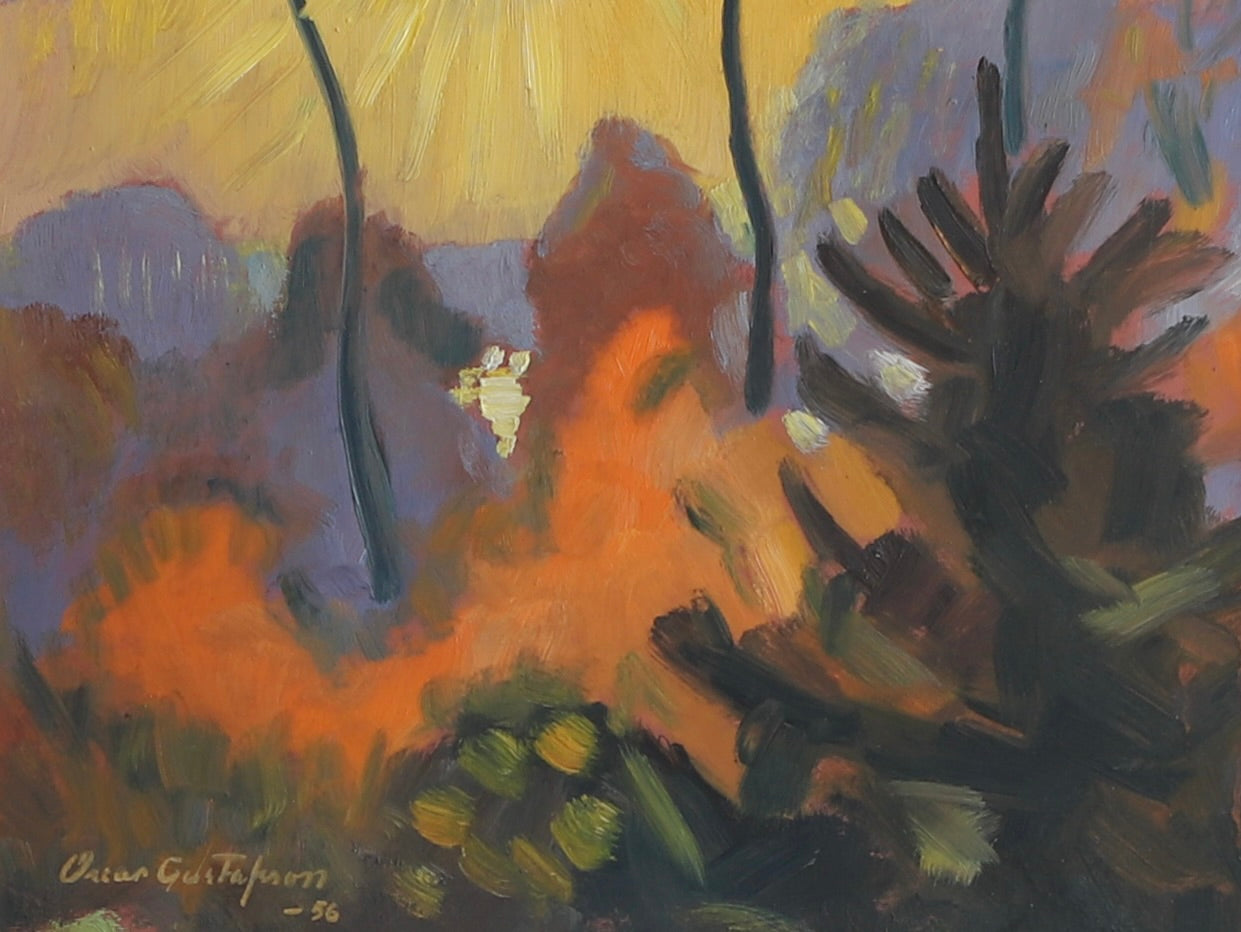 Oil Painting Vintage Mid Century From Sweden By O Gustafson 1956