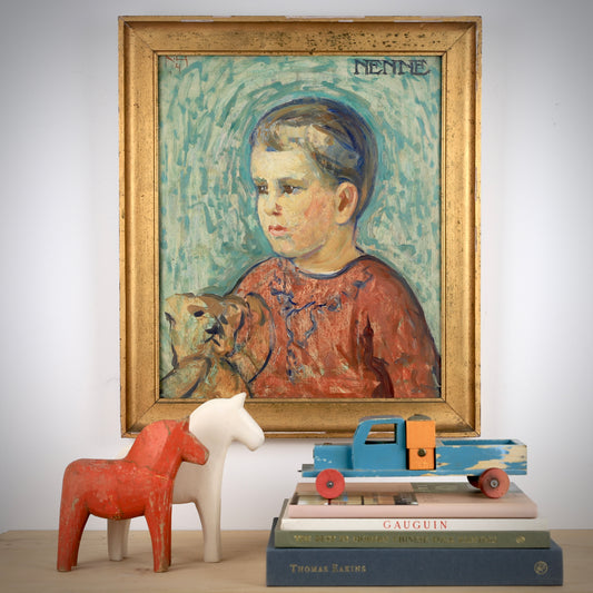 Vintage Art Room Antique Oil Portrait Sweden