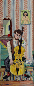 Load image into Gallery viewer, Vintage Figurative Oil Painting of a Musician from Sweden
