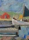 Original Vintage Harbor Scene Oil Painting By A Jönsson Sweden