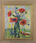 Original Still Life Floral Oil Painting Vintage Mid Century Sweden