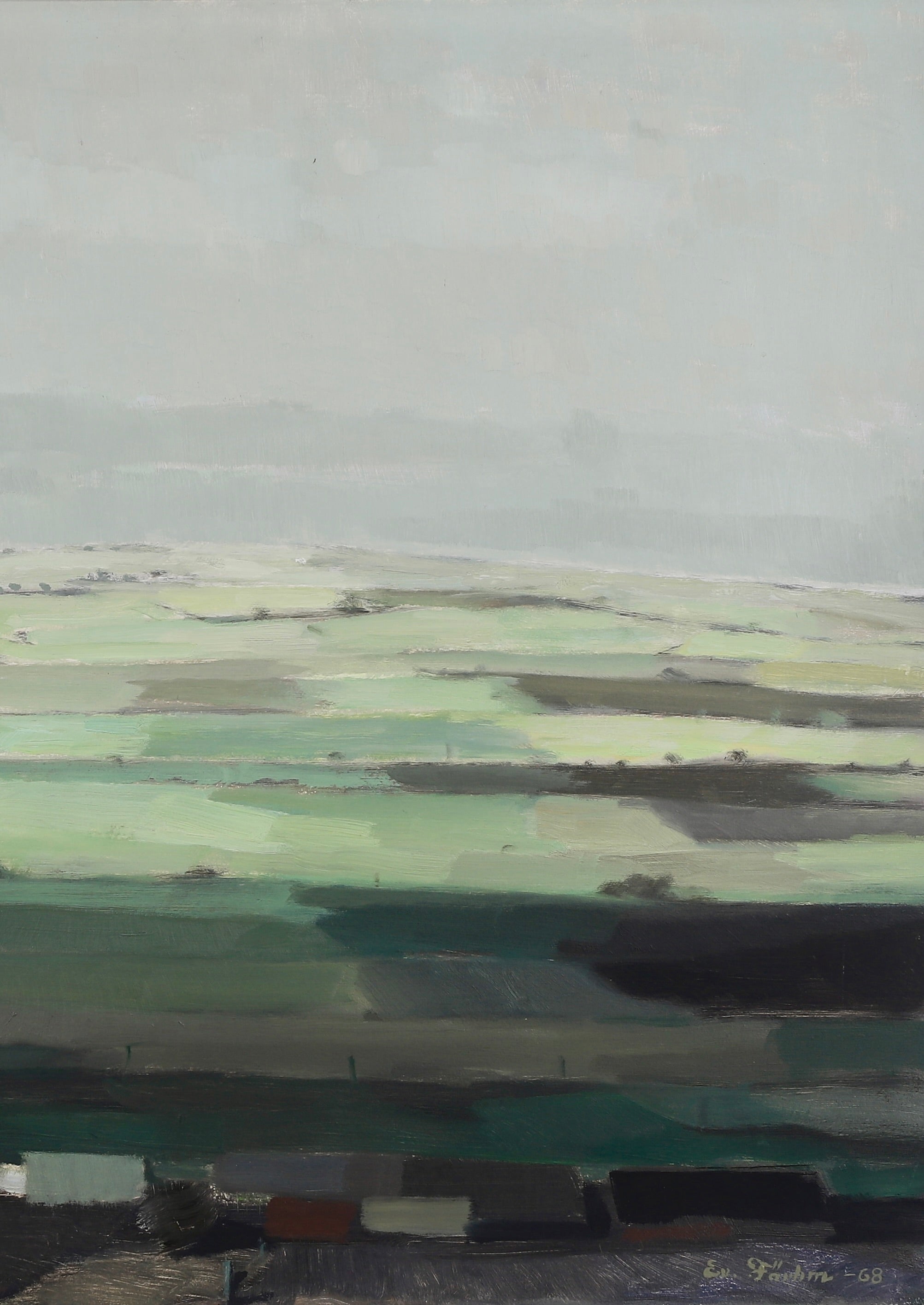 Mid Century Original Landscape Oil Painting from Sweden 1968