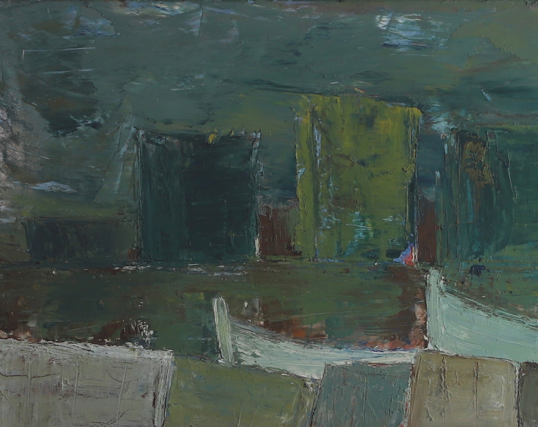 Vintage Art Room Mid Century Original Oil Painting from Sweden