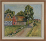 Mid Century Farmhouse Oil Painting From Sweden 1947