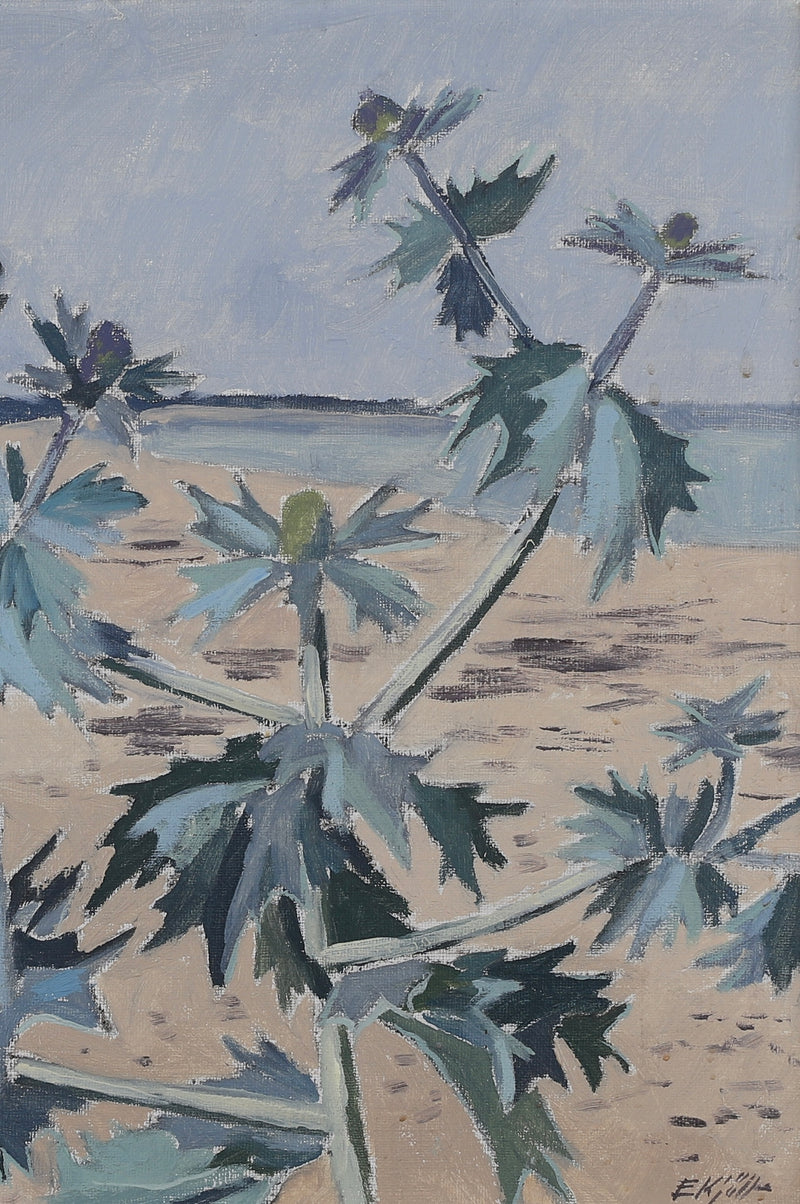 Vintage Coastal Painting from Sweden by E Kjäll