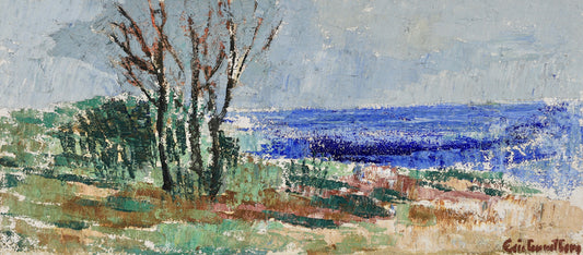 Vintage Art Room Original Coastal Oil Painting from Sweden