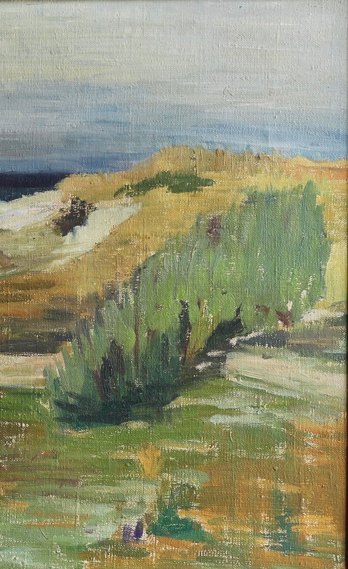 Vintage Mid Century Original Coastal Oil Painting from Sweden 1954