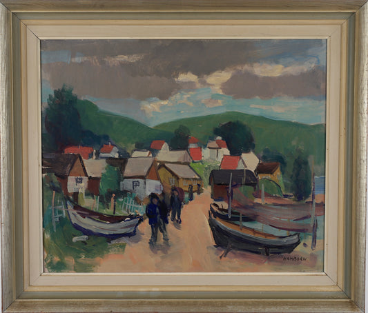 Mid Century Vintage Oil Painting From Sweden by Hamborn