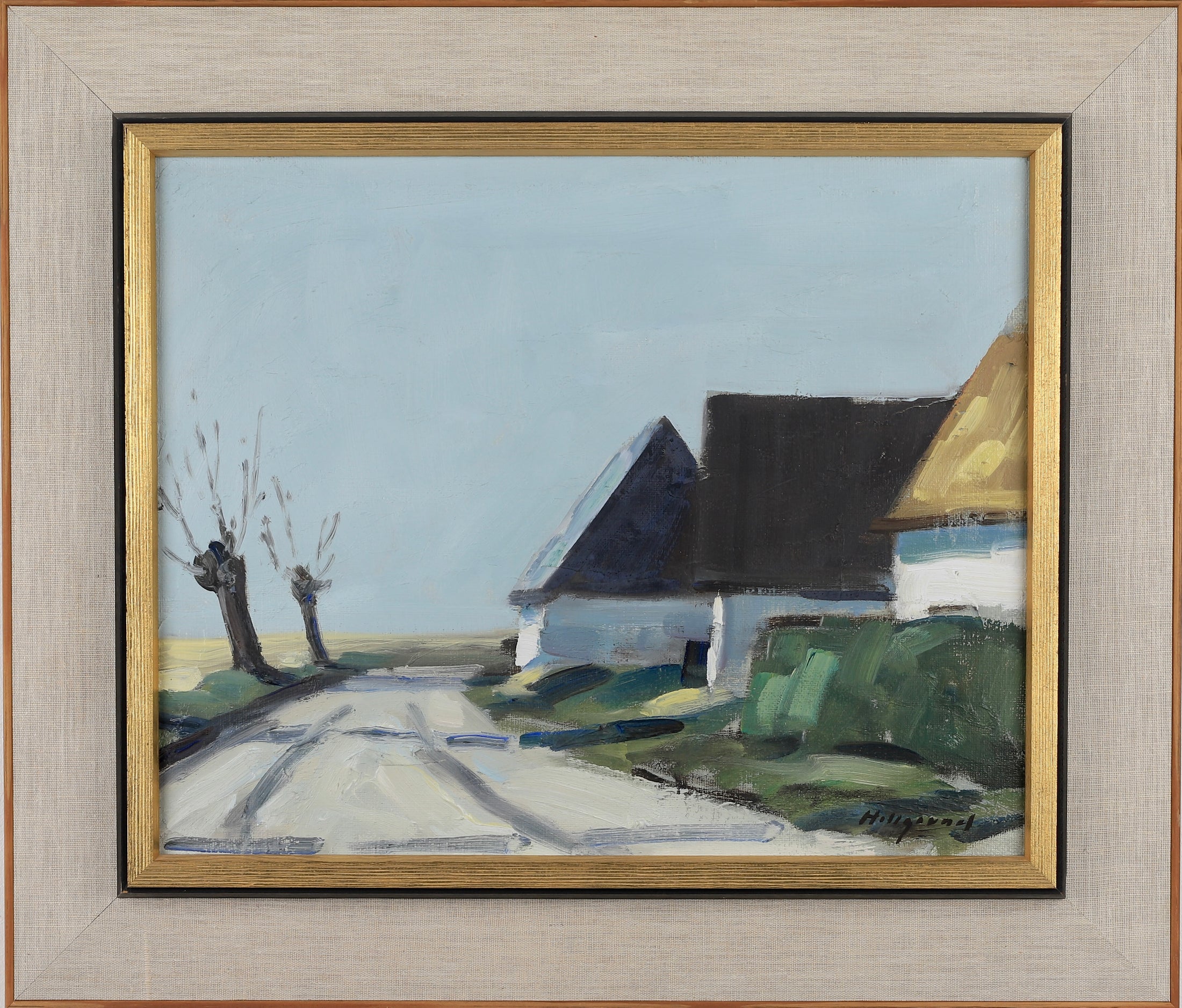 Original Vintage Mid Century Farmhouse Oil Painting Sweden