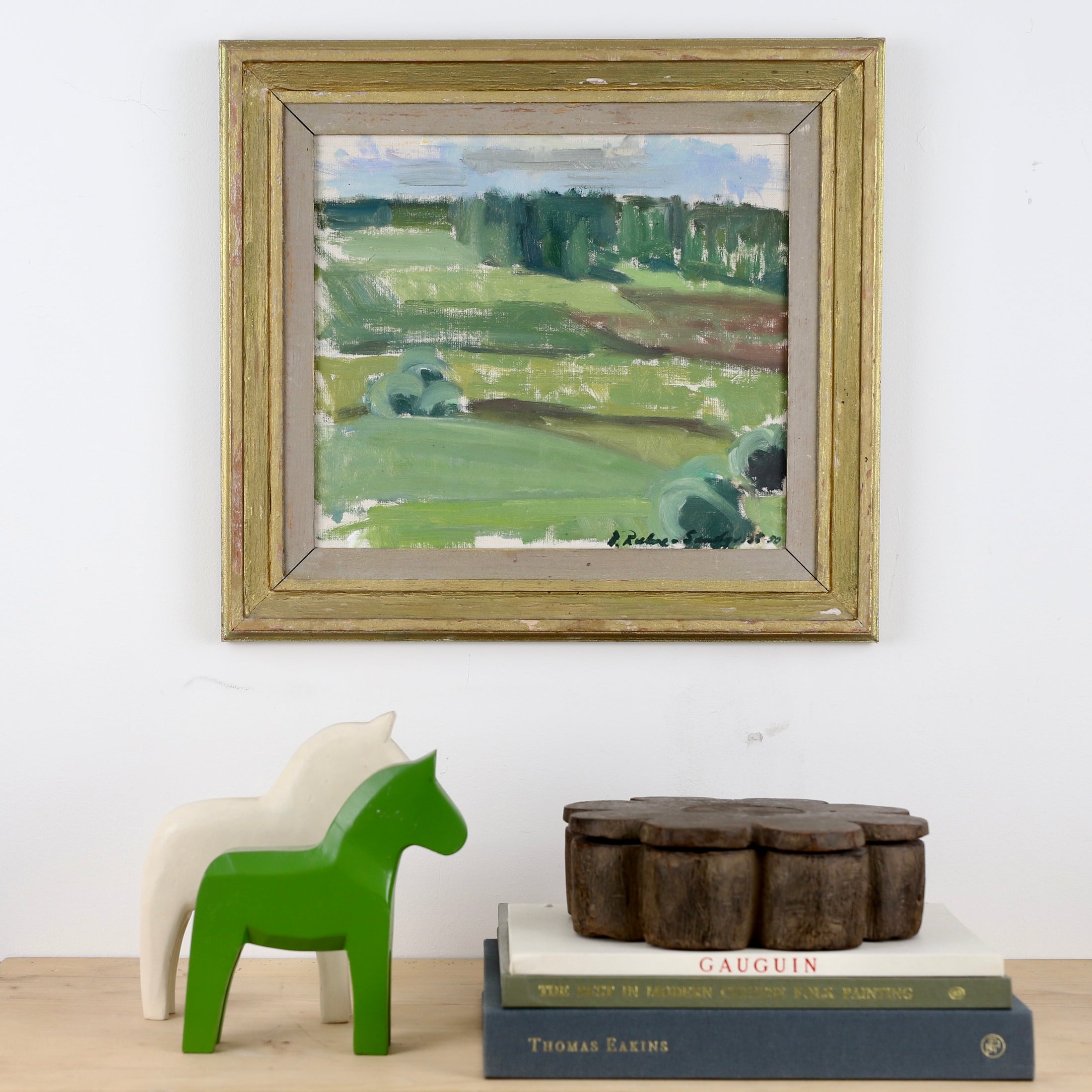 Vintage Art Room Landscape Oil Painting From Sweden