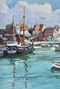 Load image into Gallery viewer, Original Vintage Art Harbor Oil Painting From Sweden

