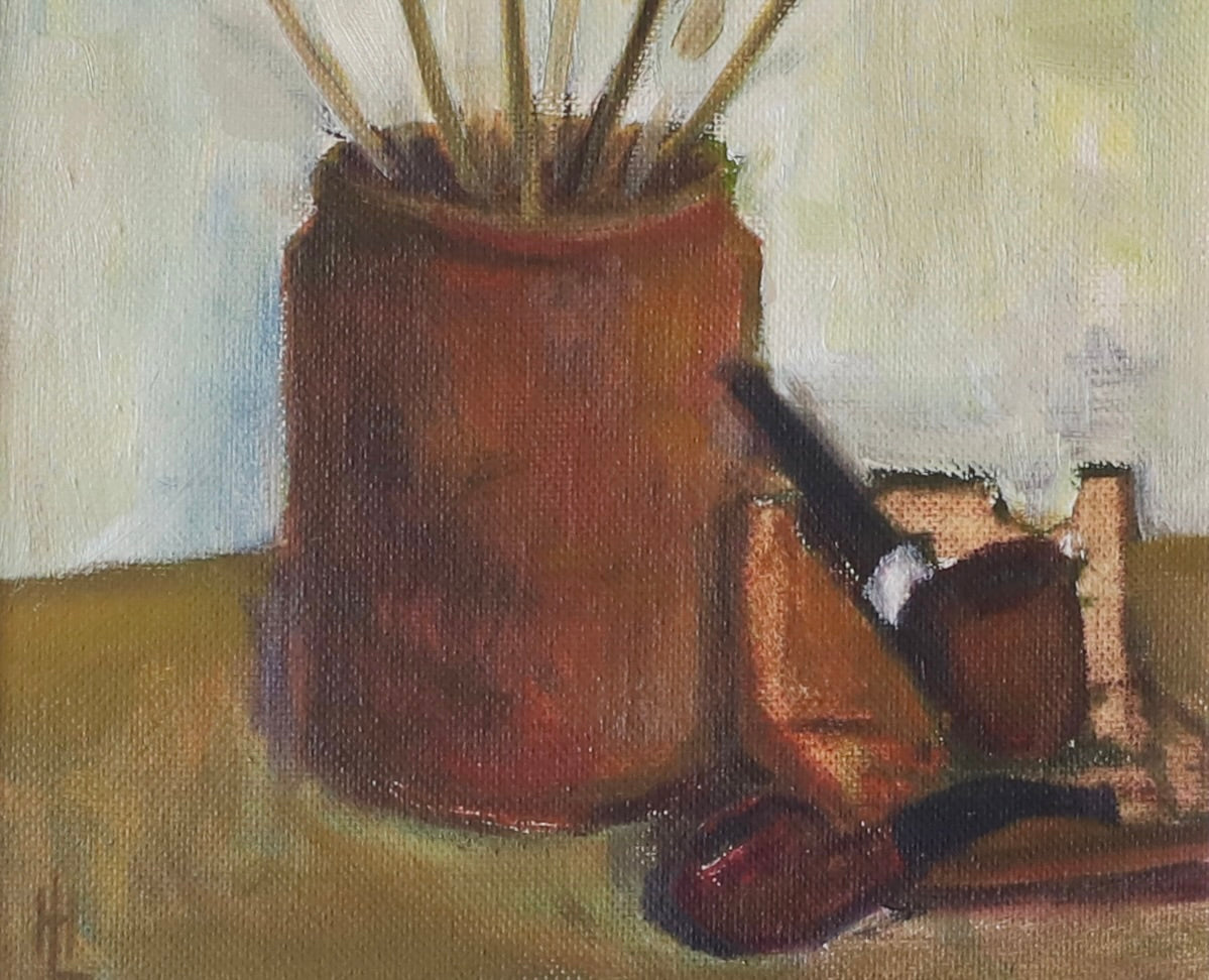 Swedish Vintage Art Still Life Oil Painting by H Larsson
